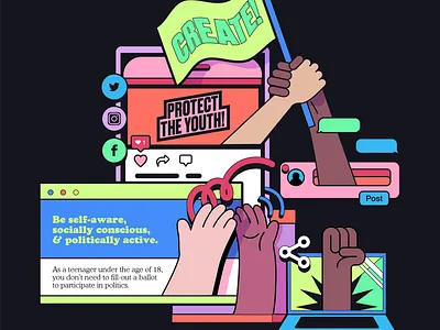 Post Up! activism branding create design education graphic design illustration interaction interaction design march protest rally social activism social media teen teen activism typography vector vectors youth