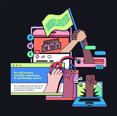 Post Up! activism branding create design education graphic design illustration interaction interaction design march protest rally social activism social media teen teen activism typography vector vectors youth