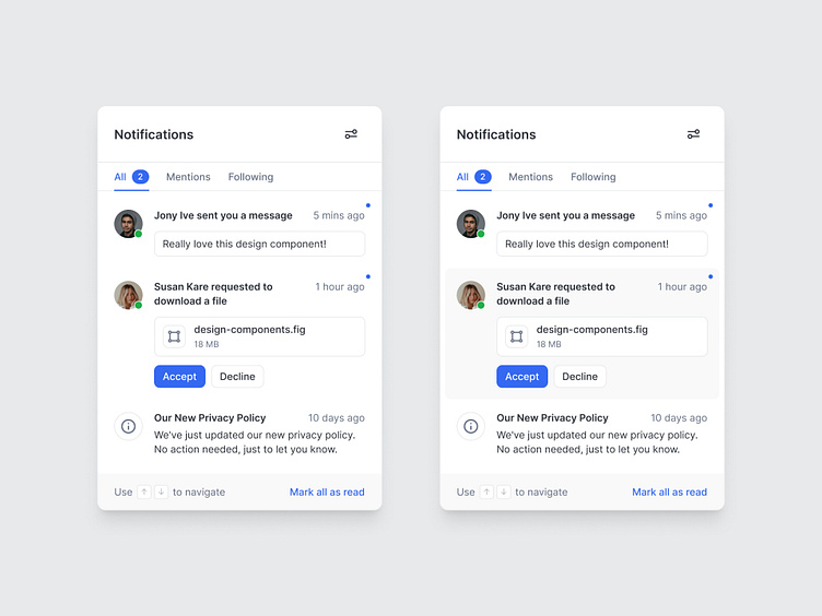 Modal: Notifications by El Nino for Uisual on Dribbble