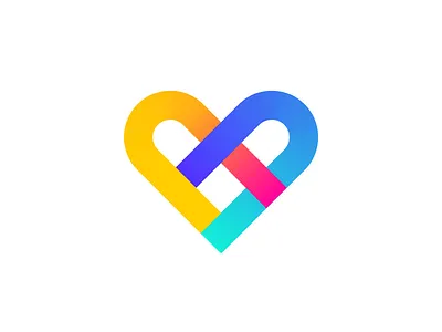 A + A = Heart Logo Design (SOLD) brand identity branding connection together couple dating double monogram gradient color colorful vibe heart love passion letter a logo mark symbol icon match path neon fresh glow