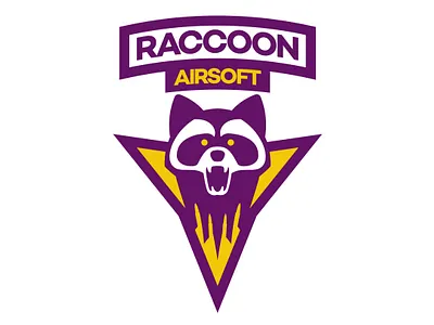 Raccoon Airsoft app branding clean clever concept design flat icon identity illustration illustrator lettering logo minimal type typography ui ux vector web