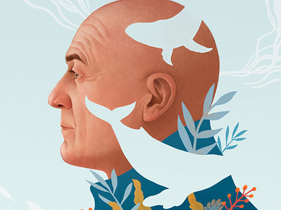 Manu San Félix digital editorial environmental folioart illustration mercedes debellard nature ocean portrait profile whales