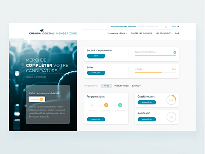 Subsidy and cinema website #4 blue cinema dashboad desktop menu ui ux website
