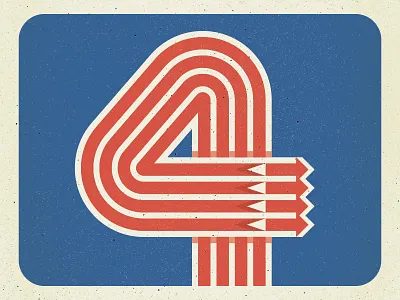 Happy Fourth! 4 america american flag design firework fireworks flat four fourth fourth of july illustration logo texture typography usa vector vintage