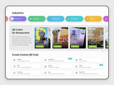 Industry Selection dashboard gallery industry interaction design interface qrcodes restaurant ui user experience user interface ux