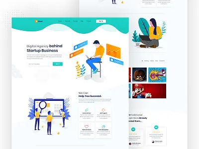 Muot Digital Agency Design agency business corporate branding digital gradient illustration landing page design marketing teamwork typography vector