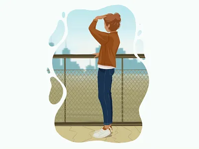 On The Bridge artwork egorkosten flat illustration