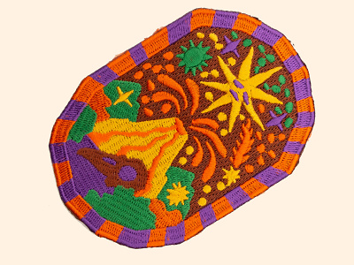 Sun Volcano Drought animal art bigcartel birds drought environment icon illustration illustrator patch patch design patchgame psychedelic shooting star skull stars sun sunglasses volcano woven