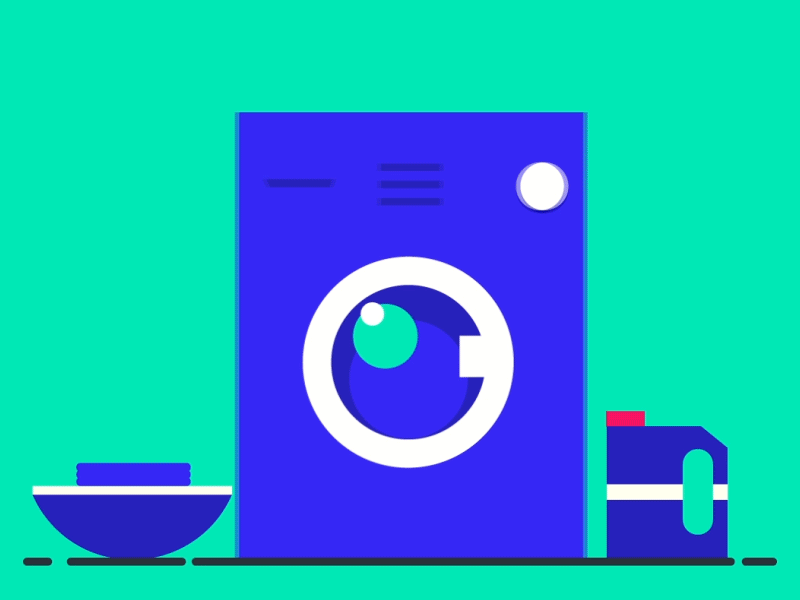 Washing Machine 2danimation animation cloth design dribbble flatdesign kitchen liquid shot washing machine water