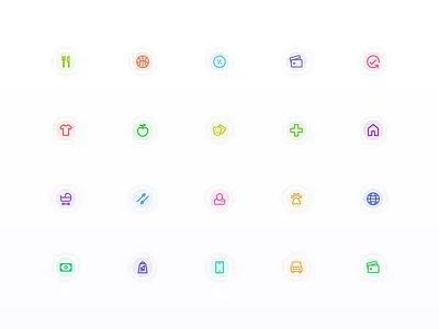 Category Icons bank banking card categories category circles colorful finance food icons icons set iconset outline stroke