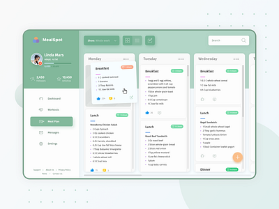 Sport Diet Dashboard dashboard design diet green interface simple sport sports ui ux web website