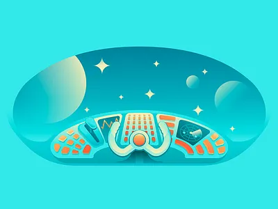 space steering wheel art design flat illustration illustrator vector