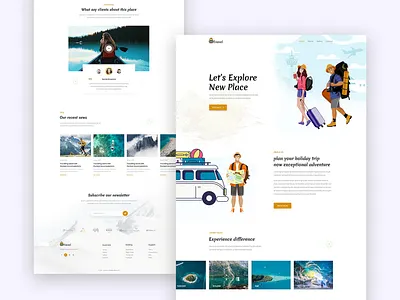 Travel landing page creative creative design landingpage psd psd template template travel travel landing page travel website ui design uiux web design website