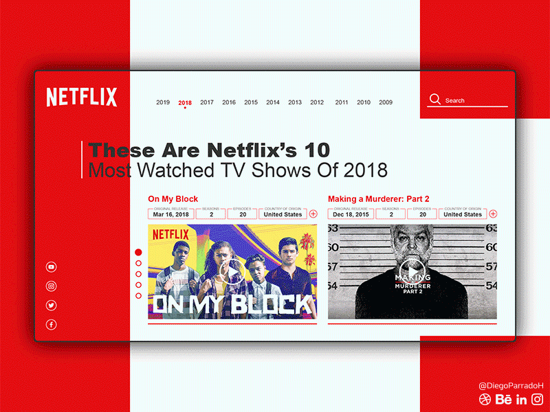 Netflix 10 Most Watched UX UI AI ai concept creative design designinspiration diego diegoparradoh digital dribbble gif gif animated graphic graphic design netflix parrado ui ux uxui web design website