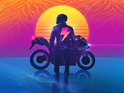 The Rider 1980s art design illustration illustrator outrun photoshop retro retrowave signalnoise synthwave vaporwave