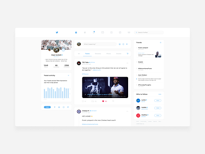 Twitter Design Concept - Daily Challenge #11 branding clean colorful daily dailyui dailyuichallenge design grid identity minimal ui ux web website