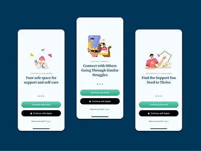 Sign up Screens (Mindgarden) app atx austin clean design design inspo figma flat illustration mental health app minimal mobile onboarding product design sign up signup ui ui ux ux wellness app