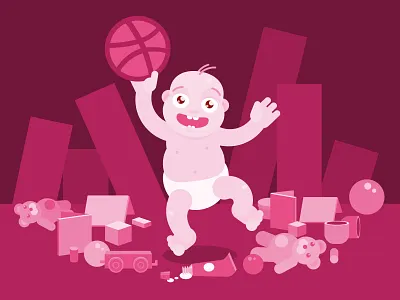 Hello dribbble! baby character illustration kid vector vector illustration welcome
