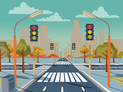 Crossroad art city concept crossroads design flat illustration illustrator vector