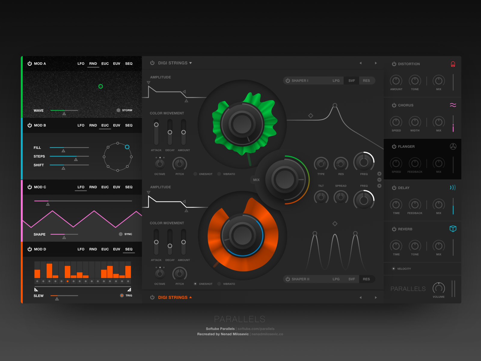 Example of Softube's Parallels — VST Synth UI design