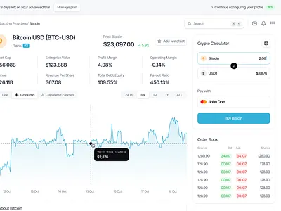 Crypto Portfolio SaaS Web3 App Dashboard - Crypto Calculator app dashboard btc btc usd crypto crypto currency crypto web3 dashboard eth portfolio product design saas trade trading ui uiux ux wallet web app web3 web3 app