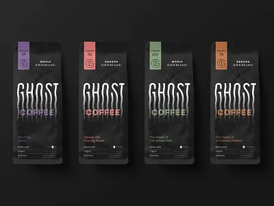 Ghost Coffee Packaging_v3 branding coffee ghost halftone logo mockup design packaging packaging mockup texture utah