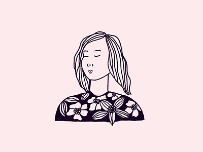violet street art daily doodle drawing floral girl hand drawn illustration illustration art