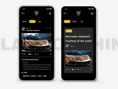 LAMBORGHINI UI app black icon logo money page ui ux vehicle yellow