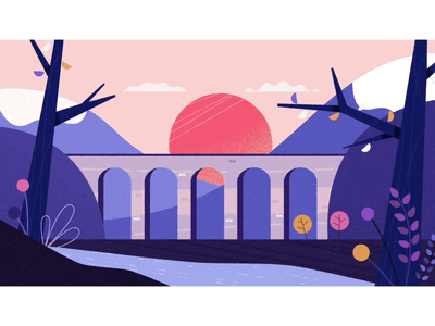 Train Scene affinity designer animated animation animation after effects design illustration landscape motion design mountains nature train vector