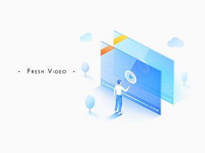 Fresh Video 2.5d boy cloud design graphic illustration man tree ui