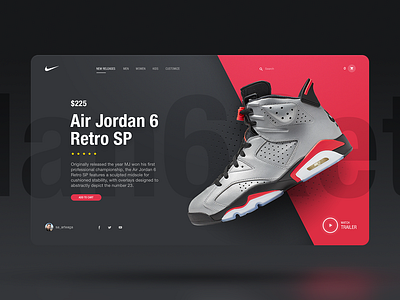 Air Jordan 6 Retro SP brand desktop ecommerce interface jordan landing nike nike air publicity red retro shampion sport trend ui design user interface web web design webpage website