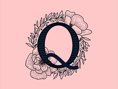 Q 36daysoftype 36daysoftype q 36daysoftype q design floral flower flowers flowers illustration illustration leaf leaves letter lettering typography vector