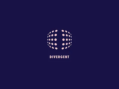 Divergent Logo brand circle clean combination design divergent diverse dot flow icon identity logo mark negative space round symbol symmetric symmetry