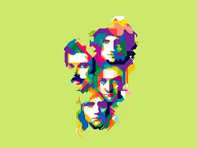 Queen art artwork band bohemian rhapsody colorful design england illustration music musician popart queen