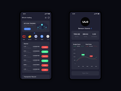 Blockchain APP first attempt app black blockchain dark illustration ui ux