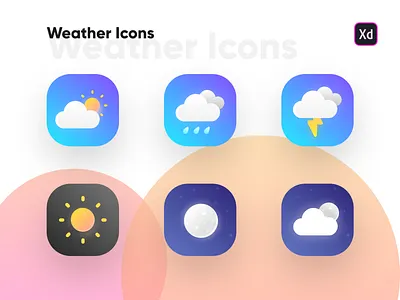 Weather Icon Freebies adobe xd ingeniouspixel interaction design ui ux weather weather app weather forecast weather icon weather icons weather widget