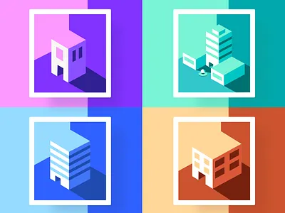 Property Type adobe illustrator branding building building icon card cards colorful flow hotel illustration mobile motel platform product design property retro softmogul uidesign web design web illustration