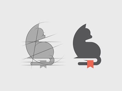 Cat + Book Logo 2d animal book brand branding cat flat identity illustration line logo mark minimalist modern negative space puppy simple symbol