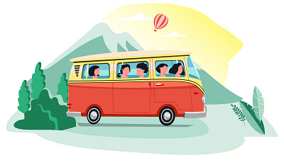 Engagine Illustration Flat People In A Bus design flat illustration minimal vector web website