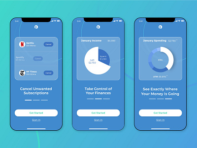 Onboarding Screens for Finance App app circles design finance app log up onboarding sign in sign up smartphone ui ux vector walkthroughs