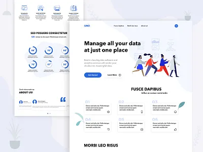 Uno clean concept design illustration landing page ui ux vector web website