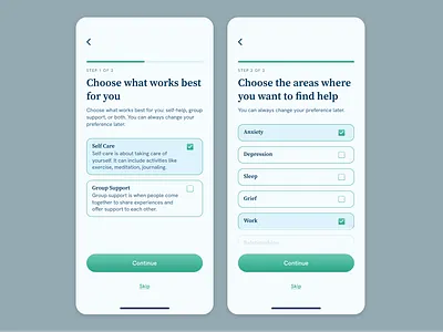 App Onboarding algorithm app app customization app design inspo austin clean figma flat mental health app mobile onboarding product design texas ui ui ux ui ux design ux wellness app