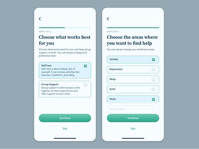 App Onboarding algorithm app app customization app design inspo austin clean figma flat mental health app mobile onboarding product design texas ui ui ux ui ux design ux wellness app