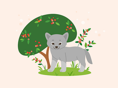 Little Wolf animal character cartoon wolf character cute design flat design illustration lupus vector wolf wolf character wolf cub