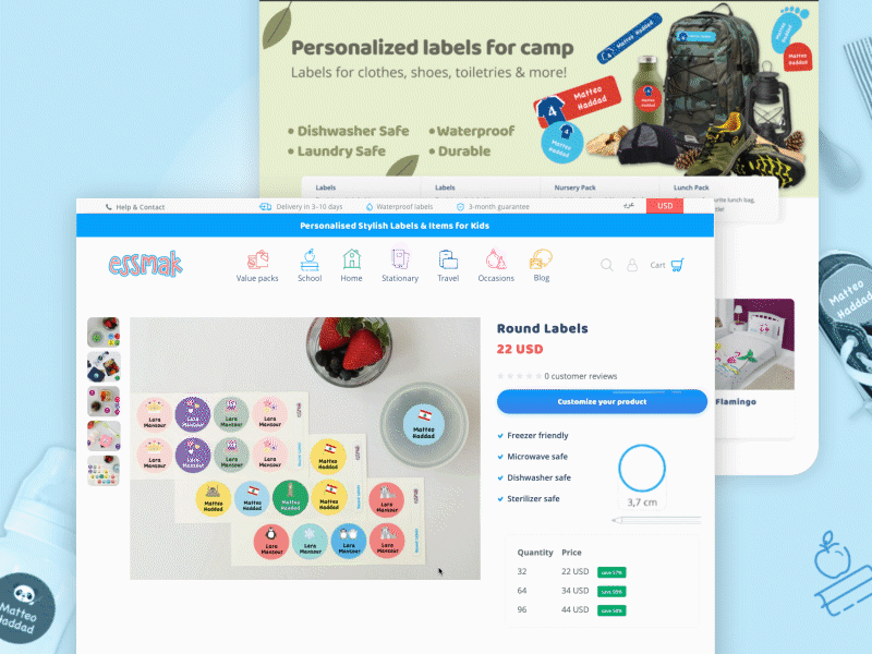 Essmak Webdesign app customization design slider ui ux web design