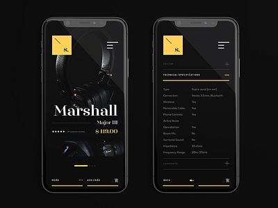 S Store app dark e commerce ecommerce minimal music app shop ui ux