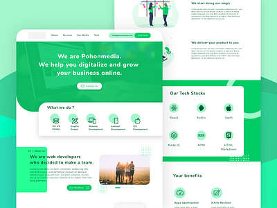 Pohonmedia - Portfolio Website app branding card dashboard design flat icon illustration landing page logo minimal saas design ui ux web development website work