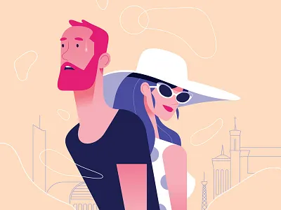12 simple ways to fight cancer round 7 character city colors flat glasses hat heat illustration man minimal minimalist sun woman