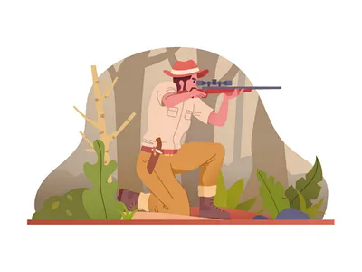 Hunting hunter hunting illustration jungle remington rifle safari wildlife