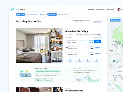 FindHotel hotel deals application booking cards hotel hotel room list map order ota platform reservation web app